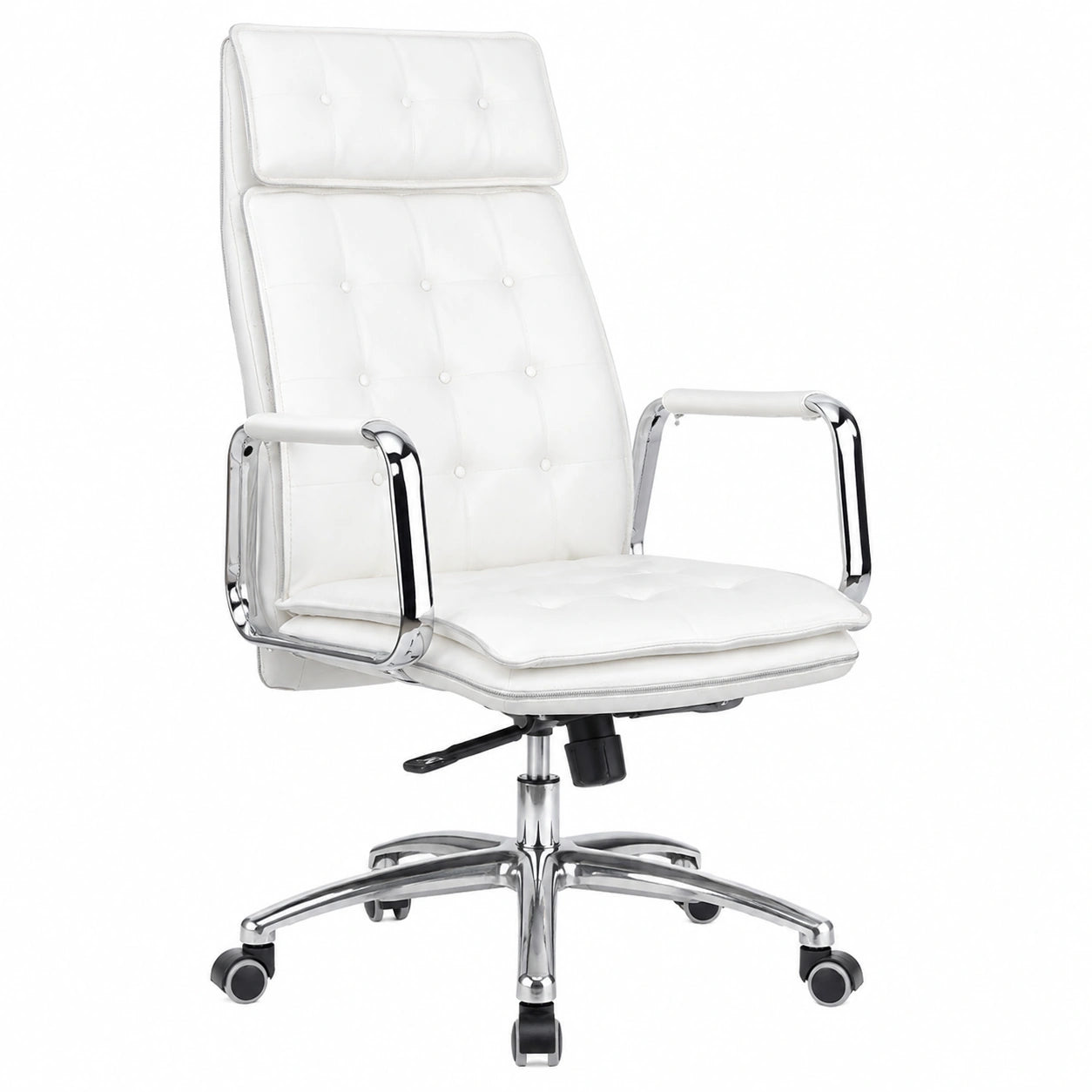 Bureau, en cuir, coloris blanc et crème, pour l’espace de travail