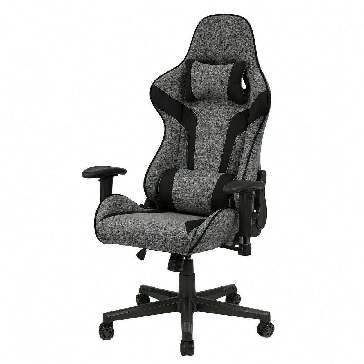 Chaise, rembourré, en tissu, coloris noir et gris, pour la salle à manger ou la cuisine