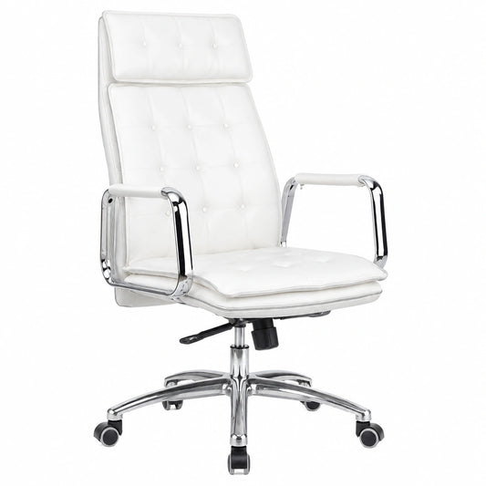 Bureau, en cuir, coloris blanc et crème, pour l’espace de travail