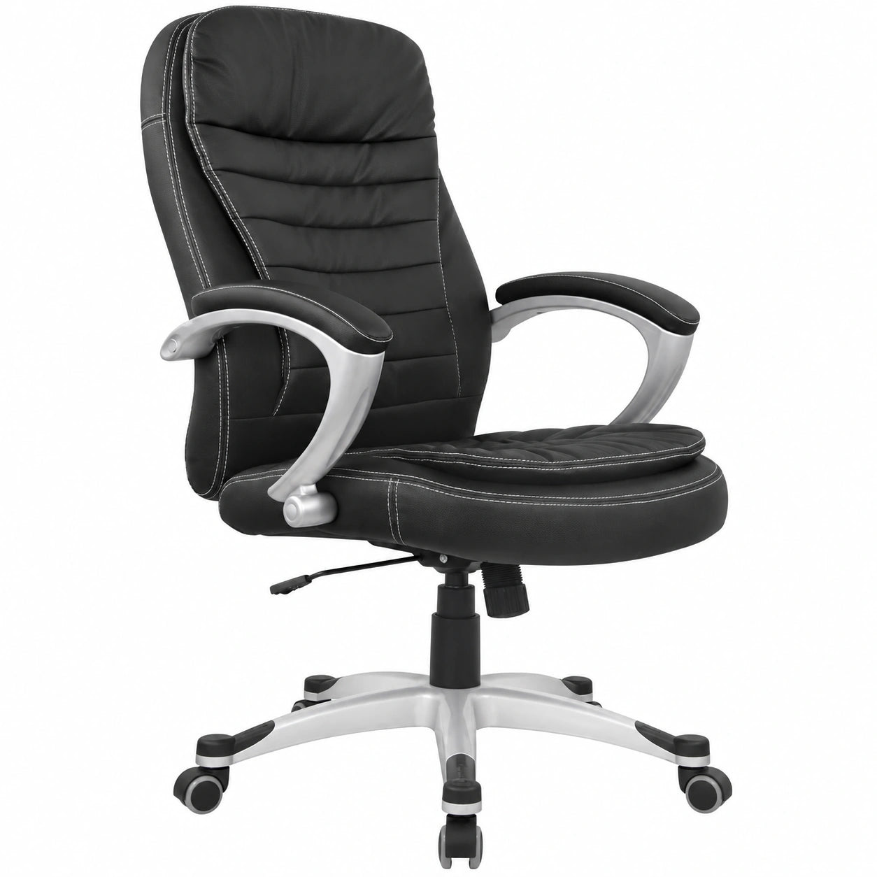 Fauteuil, en cuir, coloris noir, pour le salon ou la chambre