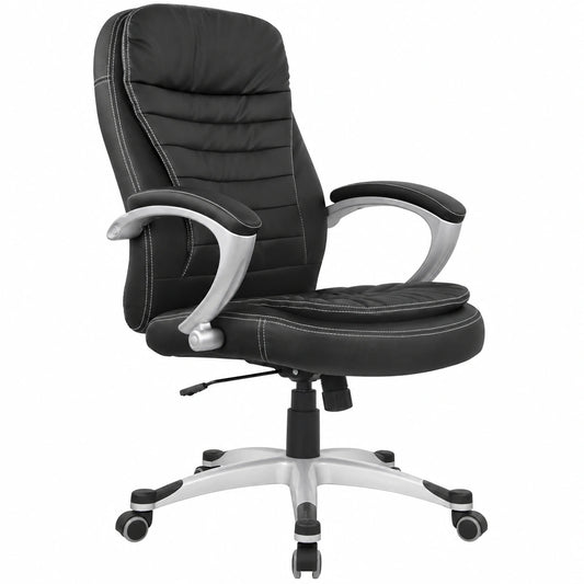 Fauteuil, en cuir, coloris noir, pour le salon ou la chambre