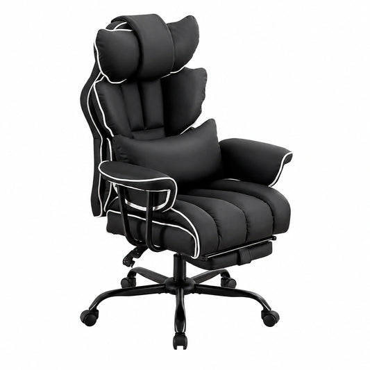 Bureau, réglable, en cuir, coloris noir, pour l’espace de travail