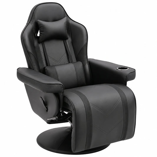 Fauteuil, en cuir, réglable, coloris noir, pour le salon ou la chambre