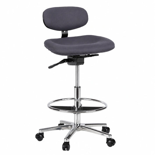Chaise, pivotant, réglable, sur roulettes, en tissu, coloris gris et anthracite, pour la salle à manger ou la cuisine