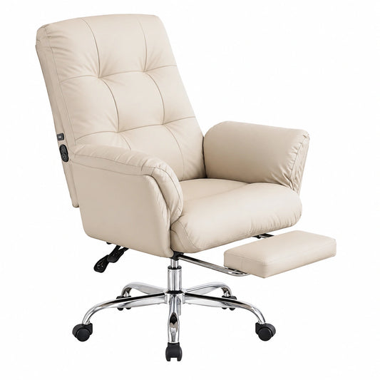Bureau, pliable, en cuir, coloris beige, pour l’espace de travail