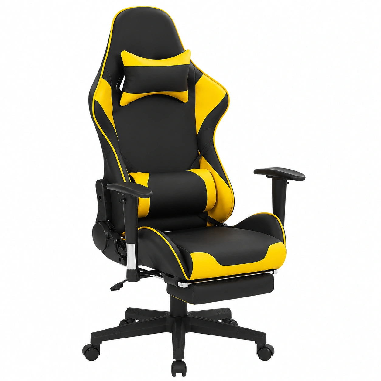 Bureau, en cuir, réglable, coloris noir et jaune, pour l’espace de travail