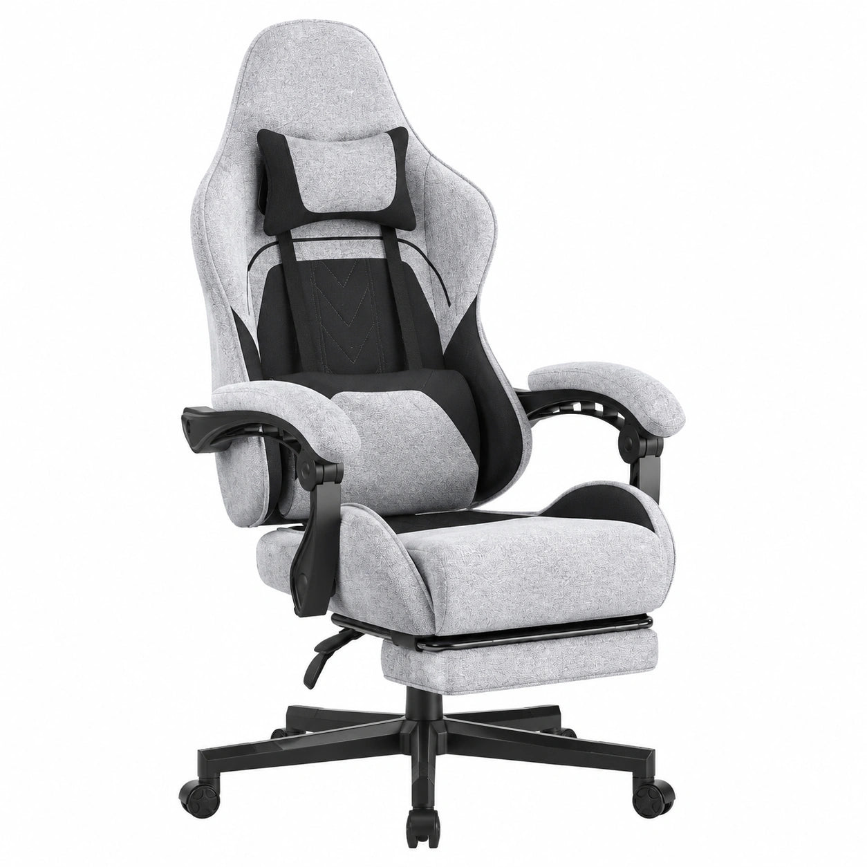Fauteuil, en tissu, coloris noir et gris, pour le salon ou la chambre
