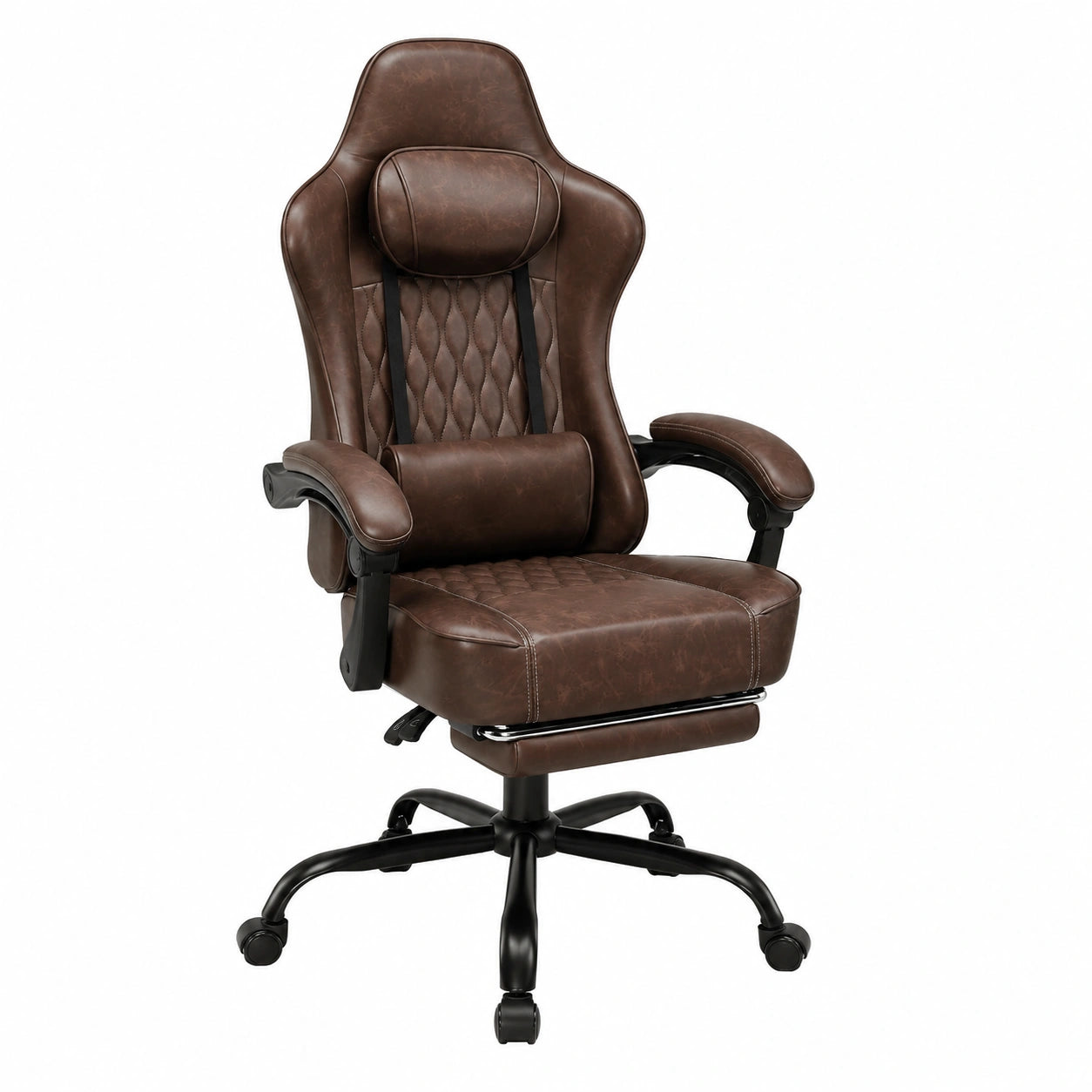 Bureau, en cuir, réglable, coloris brun, pour l’espace de travail