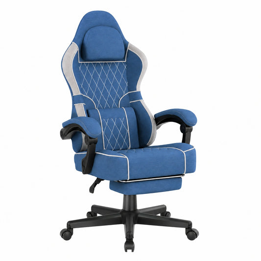 Fauteuil, en lin, coloris bleu, pour le salon ou la chambre