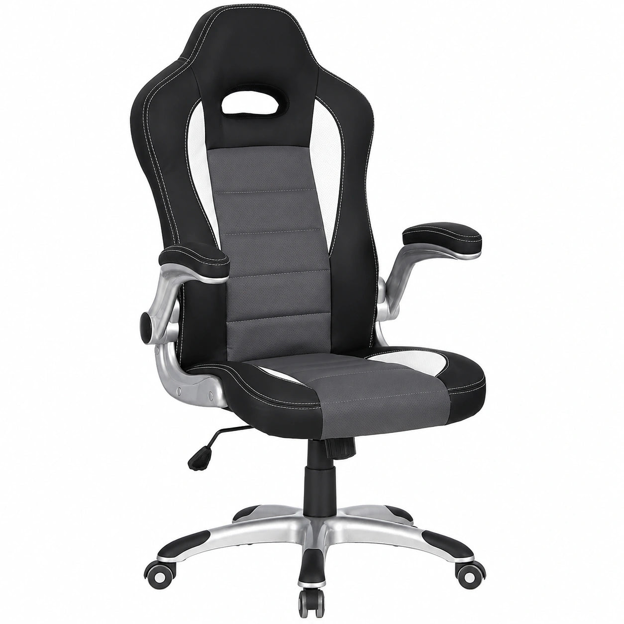 Bureau, pliable, en similicuir et cuir, coloris noir et blanc, pour l’espace de travail