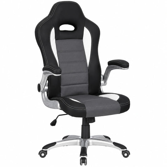 Bureau, pliable, en similicuir et cuir, coloris noir et blanc, pour l’espace de travail