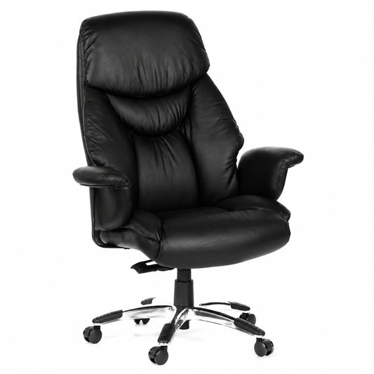 Bureau, en cuir, rembourré, coloris noir, pour l’espace de travail