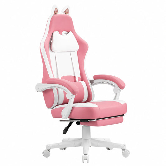 Fauteuil, en cuir, coloris blanc et rose, pour le salon ou la chambre